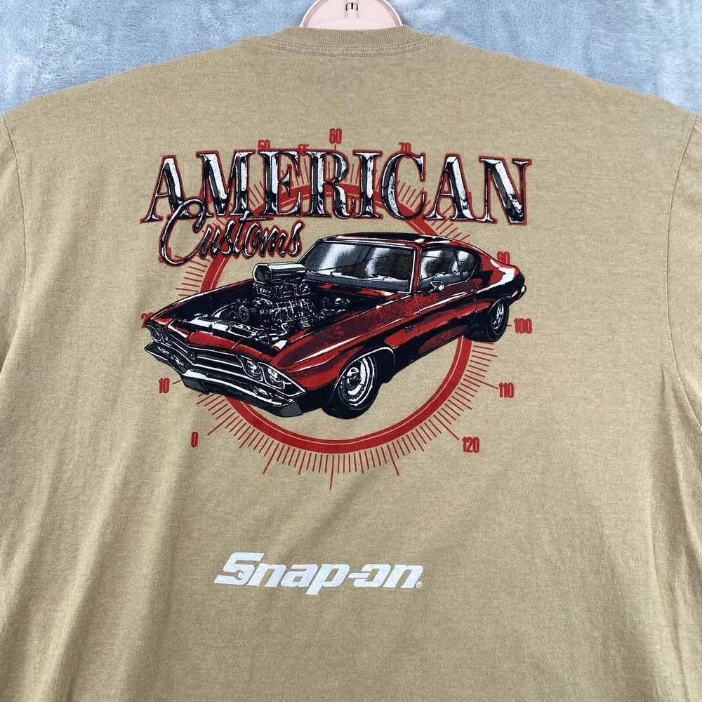 Snap-On Tools American Customs Built T Shirt Unisex 2XL Tan‎ Graphic Back Logo